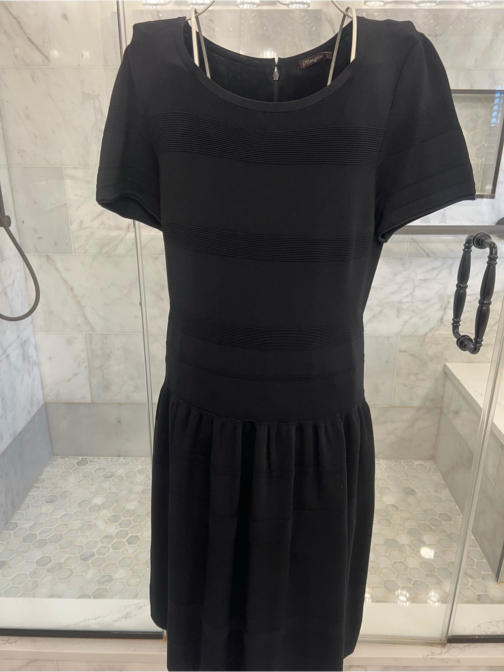 J. McLaughlin Black Ribbed Short Sleeve Dress.  Sz. L.  EUC